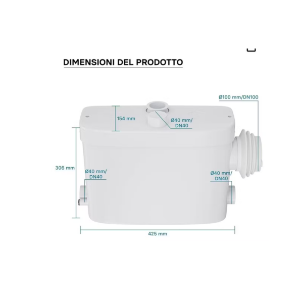 MACERATORE WC TRITURATORE SANITARIO LAVANDINO filo muro CON LAME tip SANITRIT - immagine 7