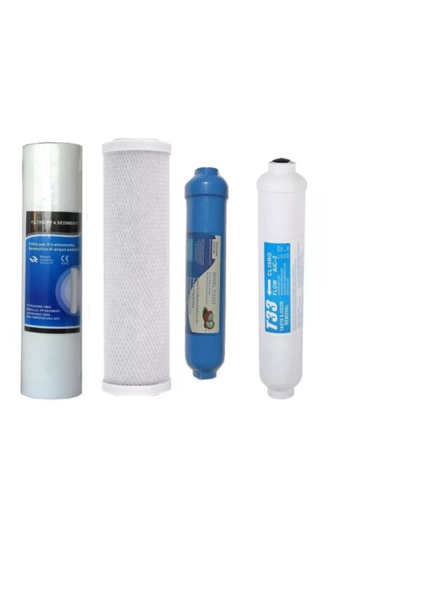 KIT FILTRI ACQUA 4 PEZZI PP + CTO + T 33 +T33 ARGENTIZZATO