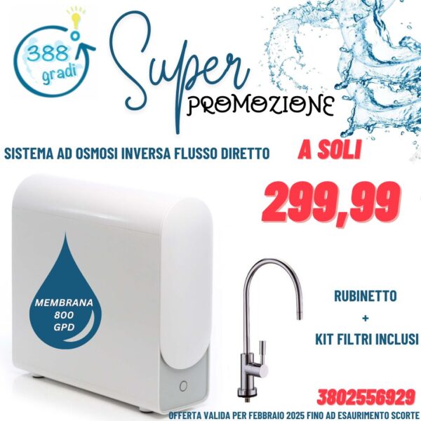 DEPURATORE OSMOSI INVERSA FLUSSO DIRETTO  800 GPD