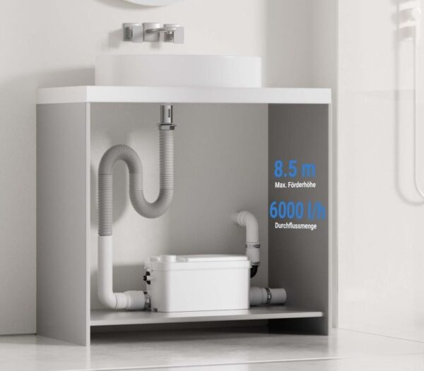 Stazione di sollevamento 3/1 250W con 3 ingressi per doccia, lavabo - immagine 4