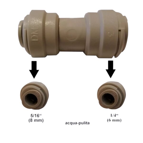 Raccordo Rapido Dritto 1/4" x 5/16" Tubo Bevande Depuratore Acqua Osmosi Inversa - immagine 2