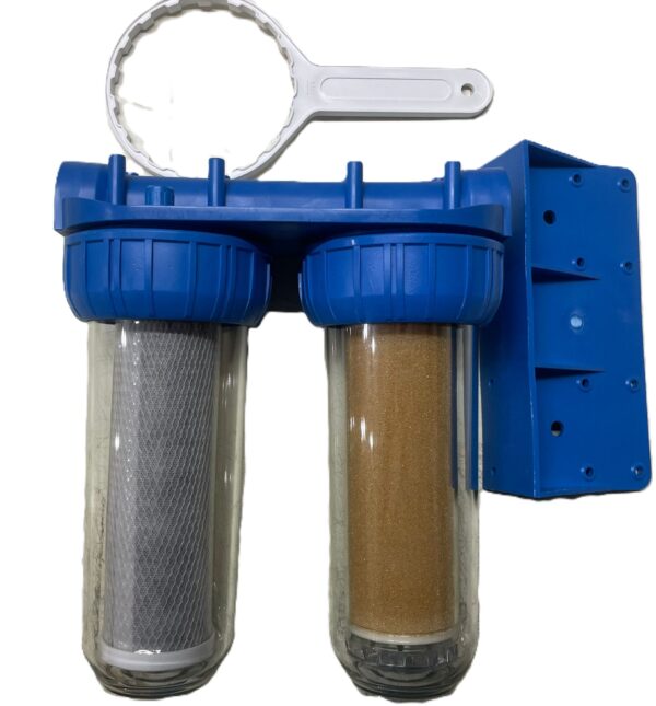 CONTENITORE DOPPIO FILTRO CARBONI ATTIVI + RESINA CATIONICA 3/4