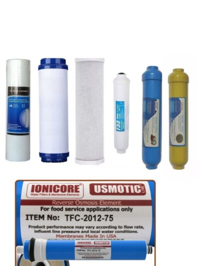 KIT RICAMBIO UNIVERSALE 6 FILTRI DEPURATORE ACQUA OSMOSI INVERSA MEMBRANA 75G