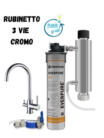 Filtro everpure 4c depuratore purificatore acqua rubinetto 3 vie potabile kit completo