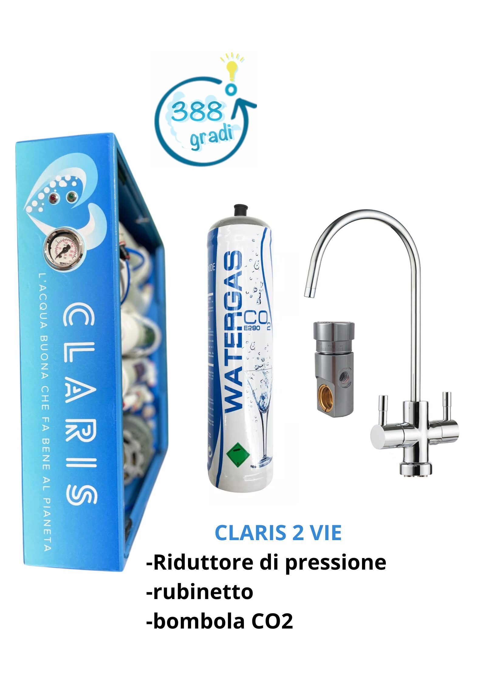Osmosi inversa diretta CLARIS 2 vie 200 GPD con pompa a palette 102lt\h