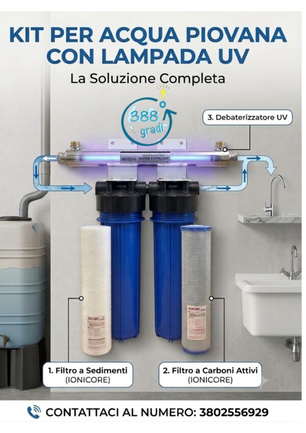 Sistema Filtrazione acqua di pozzo DUAL 20BIG con uv da 55 watt Philips acqua piovana kit filtro filtri